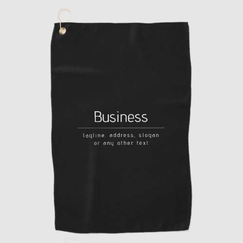 Modern Minimal Business Name  other Info  Black Golf Towel