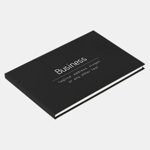 Modern Minimal Business Name  other Info  Black Guest Book