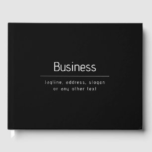 Modern Minimal Business Name & other Info Black Guest Book