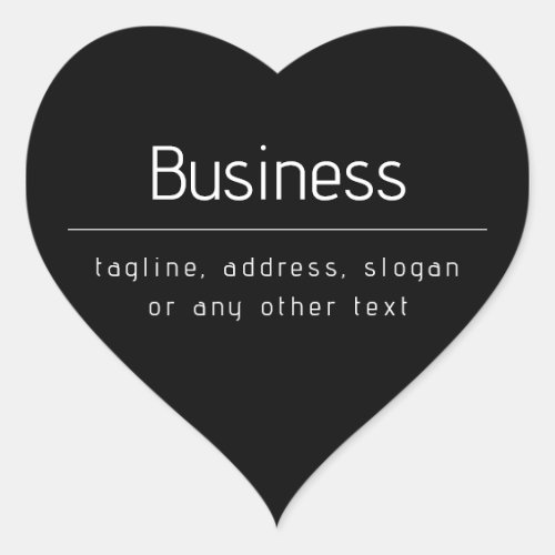 Modern Minimal Business Name  other Info  Black Heart Sticker