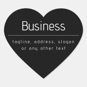 Modern Minimal Business Name & other Info   Black Heart Sticker