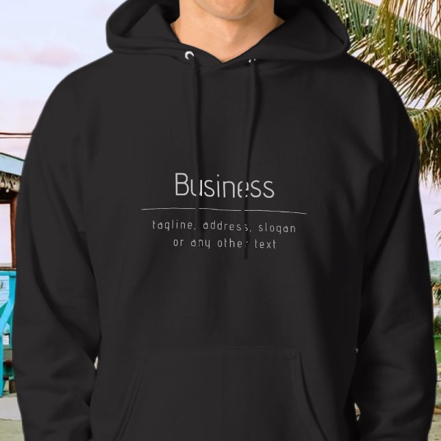 Modern Minimal Business Name & other Info | Black Hoodie (Creator Uploaded)