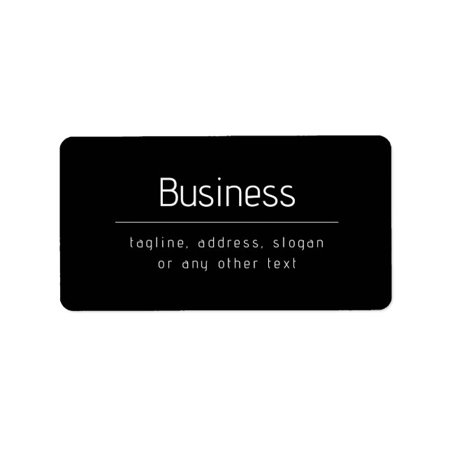 Modern Minimal Business Name & other Info | Black Label (Front)
