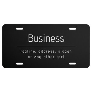 Modern Minimal Business Name & other Info Black License Plate