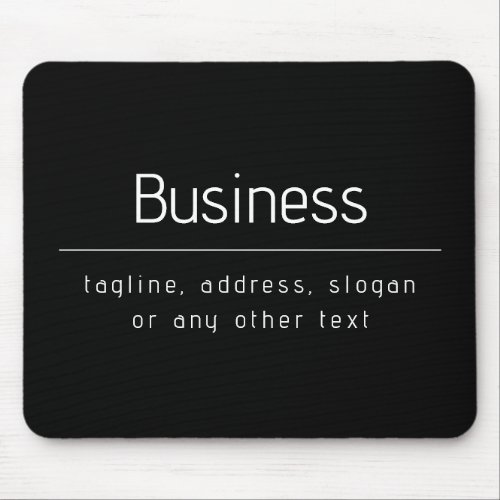 Modern Minimal Business Name  other Info  Black Mouse Pad