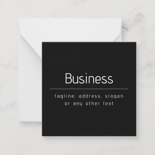 Modern Minimal Business Name  other Info  Black Note Card