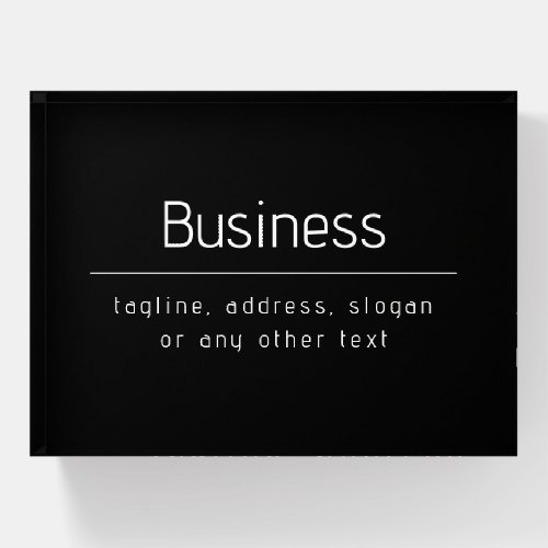 Modern Minimal Business Name  other Info  Black Paperweight