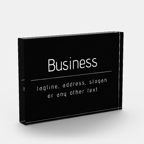 Modern Minimal Business Name  other Info  Black Photo Block