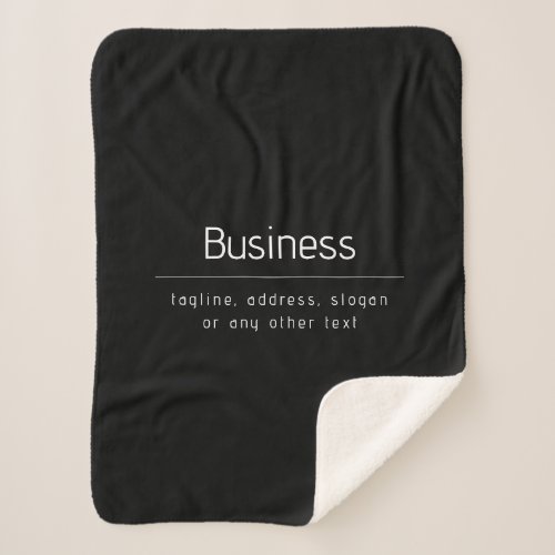 Modern Minimal Business Name  other Info  Black Sherpa Blanket