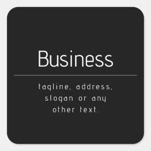Modern Minimal Business Name & other Info Black Square Sticker