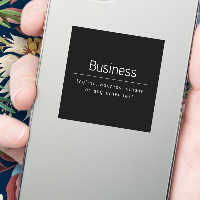 Modern Minimal Business Name & other Info | Black Sticker (Creator Uploaded)