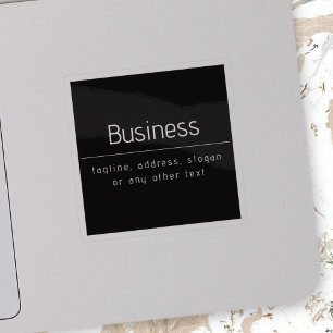Modern Minimal Business Name & other Info Black Sticker