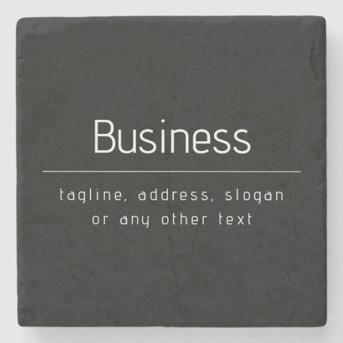 Modern Minimal Business Name  other Info  Black Stone Coaster