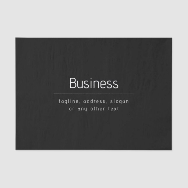 Modern Minimal Business Name & other Info | Black Tissue Paper (Front)