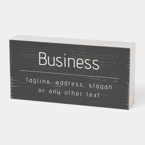 Modern Minimal Business Name  other Info  Black Wooden Box Sign