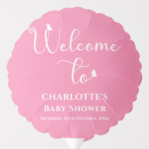 Modern Minimal Butterfly Calligraphy Baby Shower Balloon