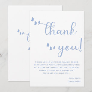Modern Minimal Butterfly Calligraphy Baby Shower Thank You Card