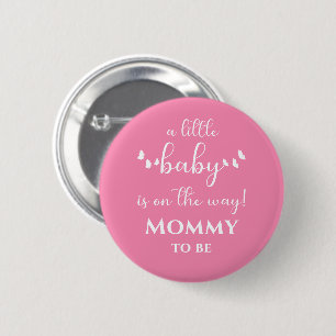 Modern Minimal Butterfly Calligraphy Mommy-to-be Button