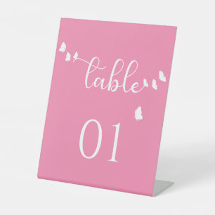 Modern Minimal Butterfly Calligraphy Table Numbers Pedestal Sign