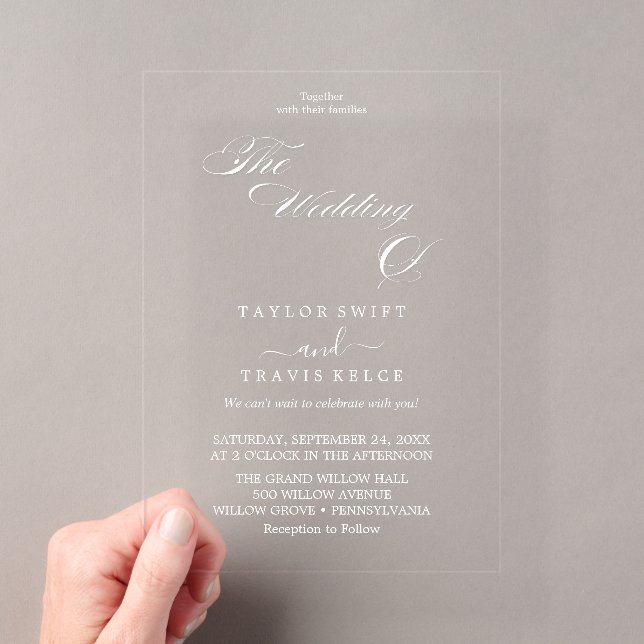 Modern Minimal Calligraphy Acrylic Invite Invitations (Insitu (Handheld))