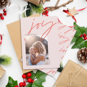 modern minimal calligraphy joy holiday card