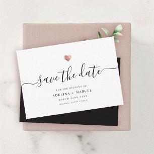 Modern Minimal Calligraphy Rose Gold Save The Date