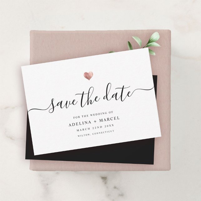 Modern Minimal Calligraphy Rose Gold Save The Date (Creator Uploaded)