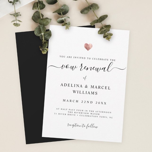 Modern Minimal Calligraphy Rose Gold Vow Renewal I Invitation (Creator Uploaded)