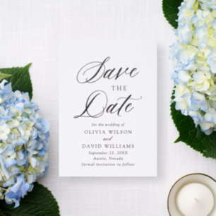 Modern Minimal Calligraphy Save The Date Letterpress Photo Cards
