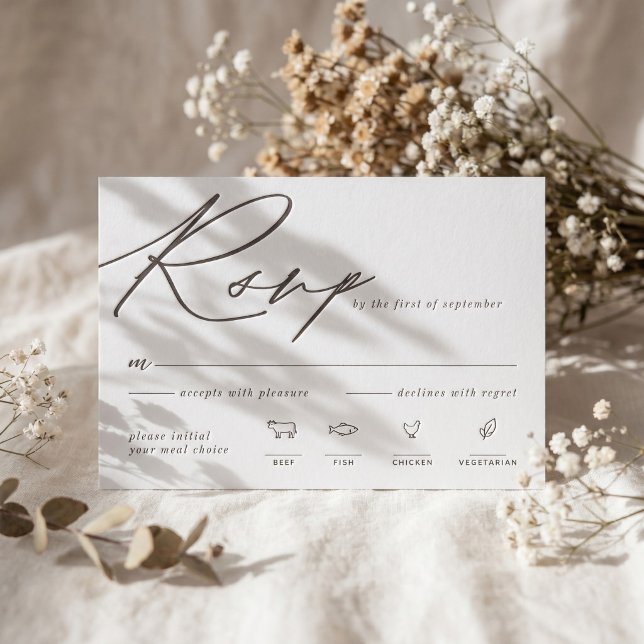 Modern Minimal Calligraphy Script Simple Wedding Letterpress RSVP Cards (Modern Minimal Calligraphy Script Simple Wedding Letterpress RSVP Cards)