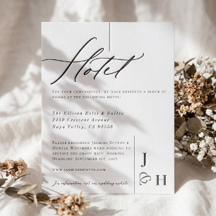 Modern Minimal Calligraphy Script Wedding Hotel Letterpress Enclosure Card