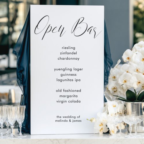 Modern Minimal Calligraphy Wedding Bar Menu Foam Board