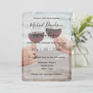 modern minimal calligraphy wedding day photo  note card
