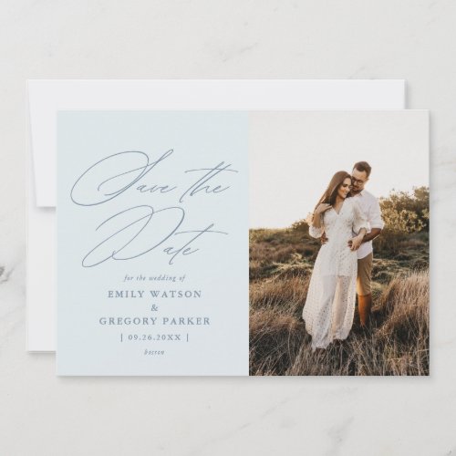 Modern Minimal Calligraphy Wedding Photo Save The Date