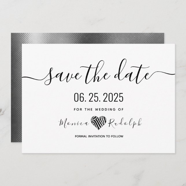 Modern Minimal Calligraphy Wedding Save The Date (Front/Back)