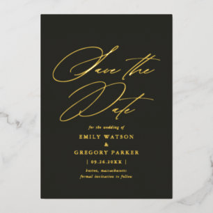 Modern Minimal Calligraphy Wedding Save The Date Foil Invitation