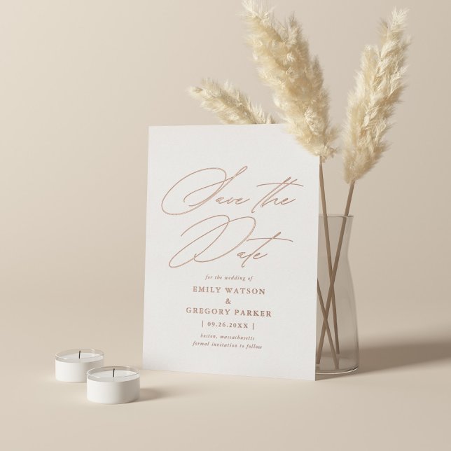 Modern Minimal Calligraphy Wedding Save The Date Foil Invitation (Creator Uploaded)