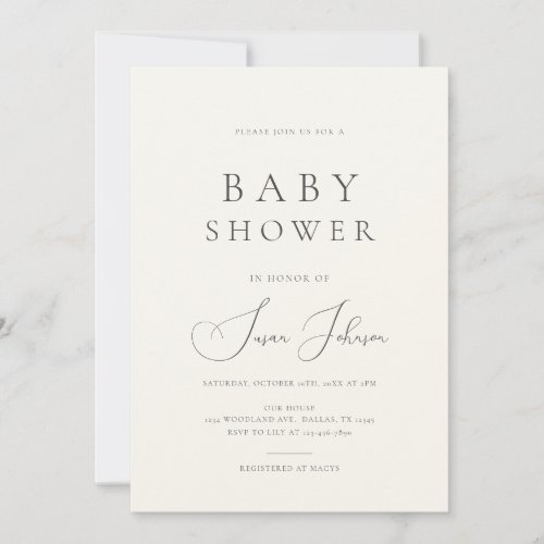 Modern Minimal Calming Aesthetic Baby Shower Invitation