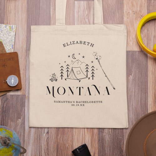 Modern Minimal Camping  Bachelorette Tote Bag