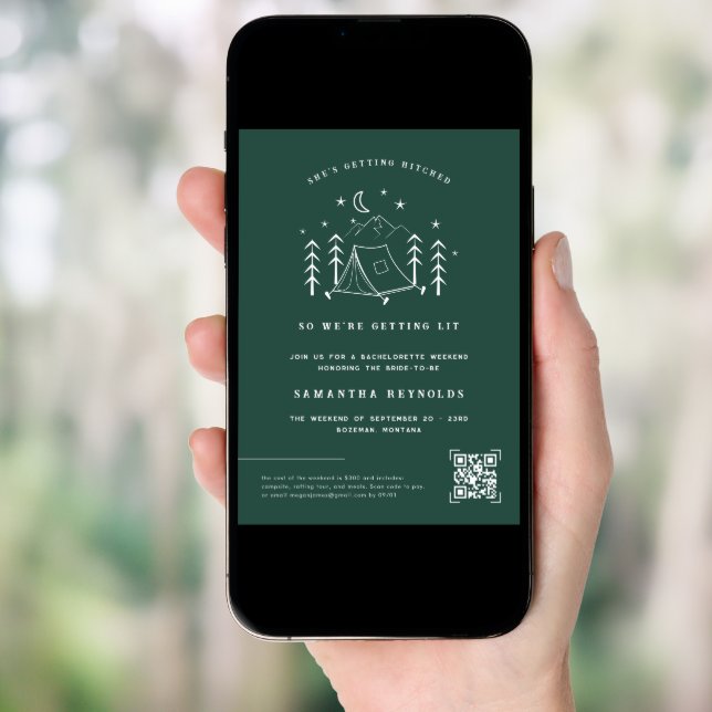 Modern Minimal Camping | Bachelorette Weekend Invitation (Front Digital)