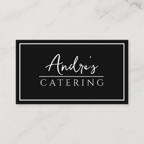 Modern Minimal Catering Culinary Black  Business Card