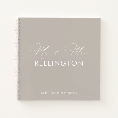 Modern Minimal Cement Grey Wedding Guest Book
