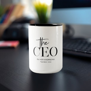 Modern Minimal CEO Personalized Boss Gift Two-Tone Coffee Mug