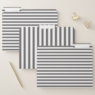 Modern, Minimal Charcoal Grey Striped File Folder