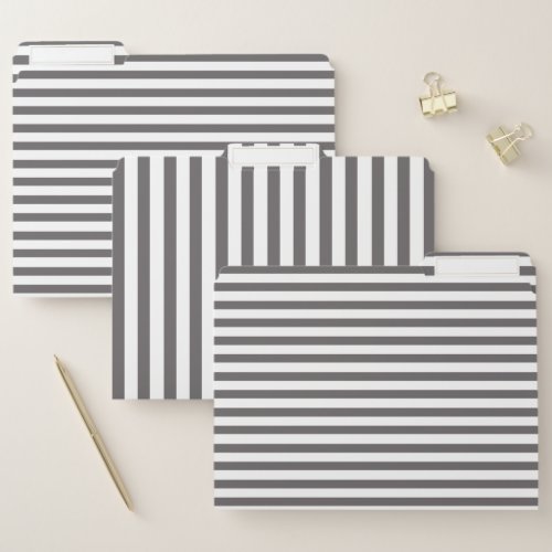 Modern Minimal Charcoal Grey Striped File Folder