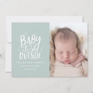 Modern minimal chic Christmas birth announcement