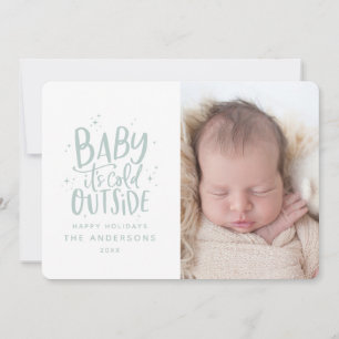 Modern minimal chic Christmas birth announcement