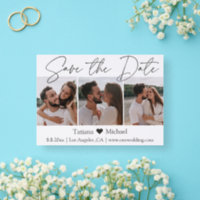 modern minimal chic collage save the date wedding