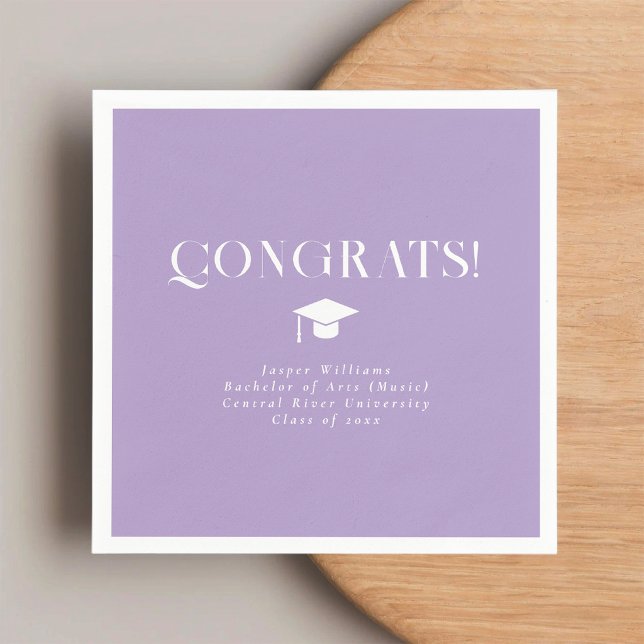 Modern Minimal Chic Graduation Party Lavender Napkins (Creator Uploaded)