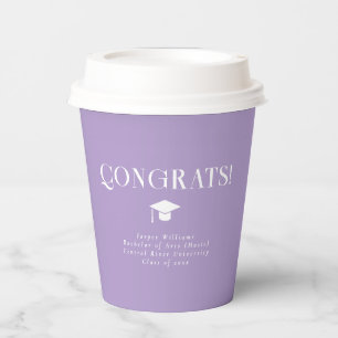 Modern Minimal Chic Graduation Party Lavender Paper Cups